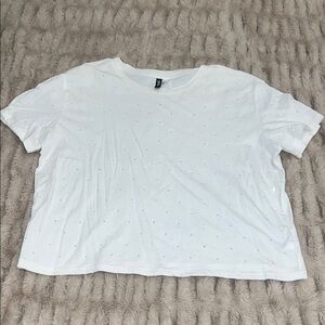 White Women's Rhinestone TShirt Size Large